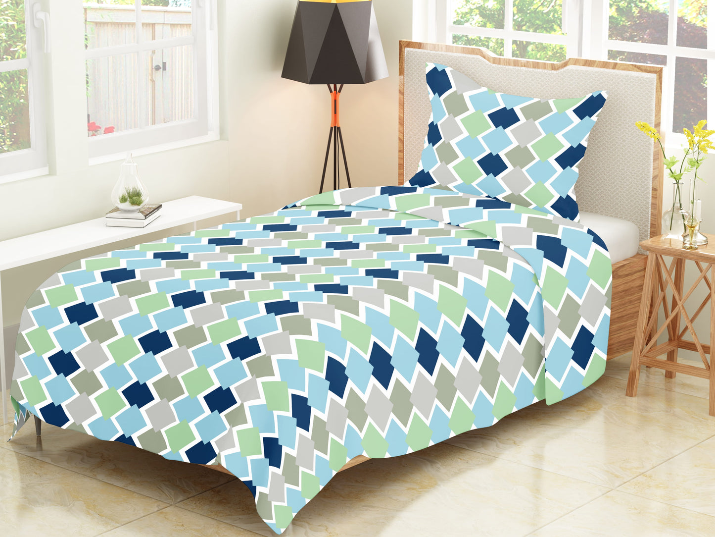 Tulip 100% Cotton 144TC Geometric Printed Single Bedsheet