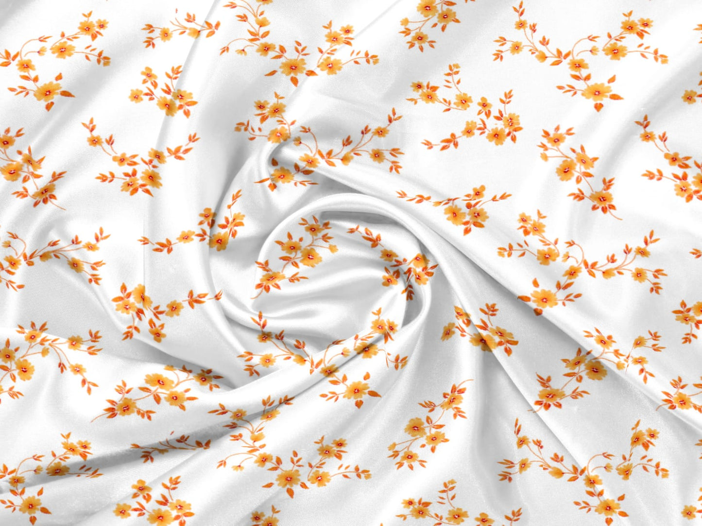 Super Soft Cambric Cotton Single Dohar - Orange & White Floral