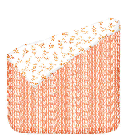 Super Soft Cambric Cotton Single Dohar - Orange & White Floral